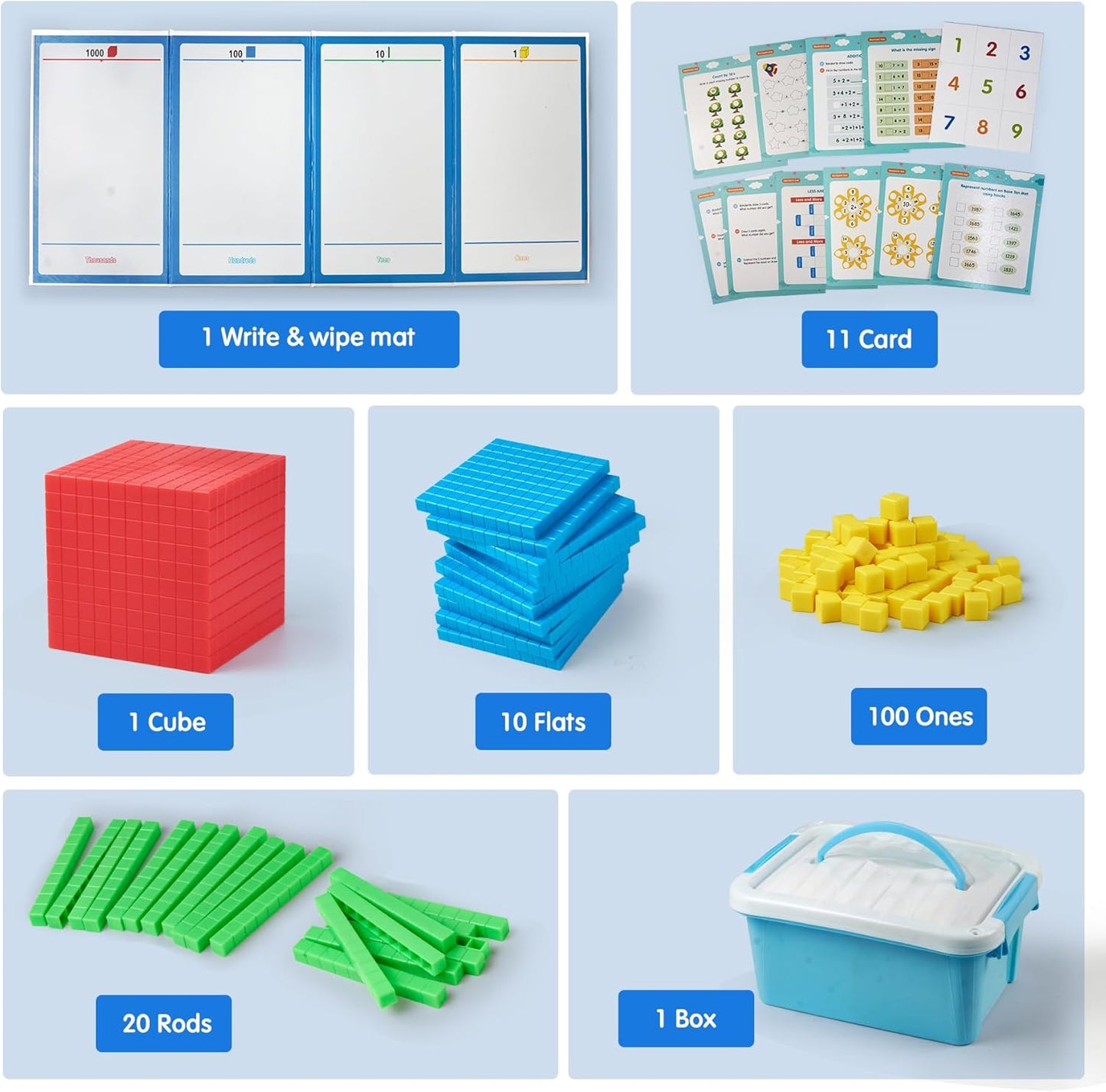 Base Ten Blocks Plastic 143 pcs Math Manipulatives Kindergarten Counting Cubes for Kids Math,Place Value Blocks for Early Counting Math Toy for 1st Grade