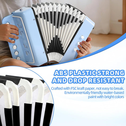 10 Keys Kids Accordion, Horse Button Accordion Toys Accordian Mini Musical Instruments Button for Child Children Kids Toddlers Beginners (Light Pink)