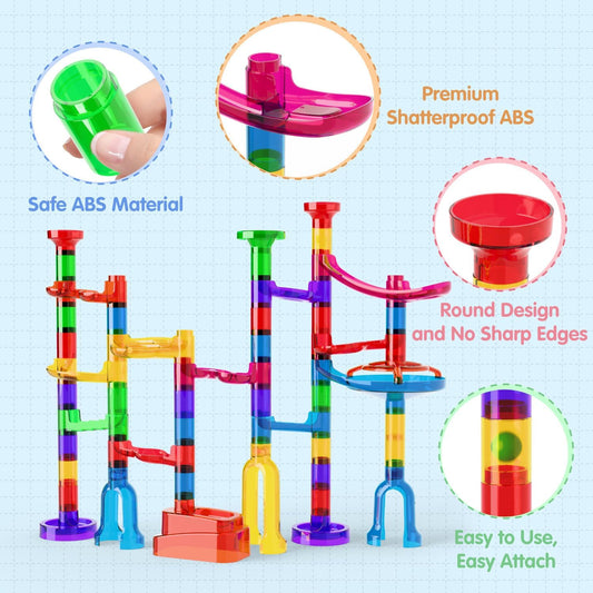 Ifollower Marble Run, 150Pcs Mable Track Race Toys for Kid, Upgrade Marble Maze Game Building Blocks STEM Learning Toy, Birthday for Boys Girls Aged 3-12