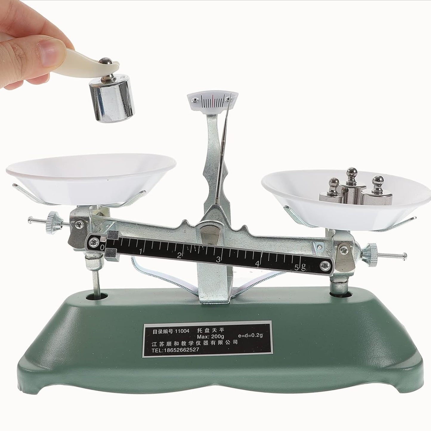 Laboratory Triple Beam Balance Scale with Weights and Tweezers 7.87 Inch Portable Precision Scale for Classroom Science Experiments and Physics Chemistry Teaching Tool