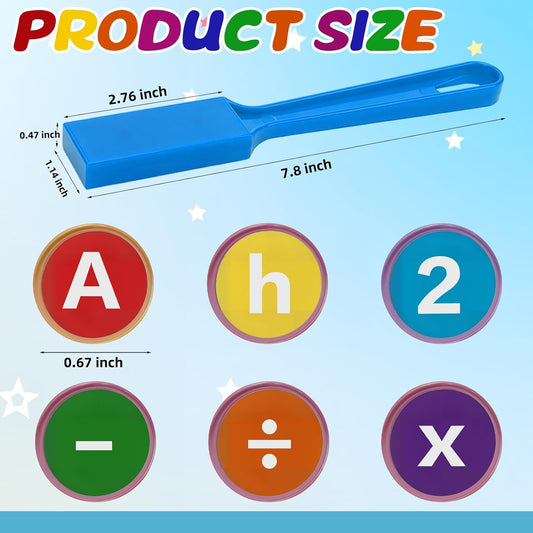 Coopay 234 Pcs Alphabets Numbers Chips and 2 Pcs Magnetic Wands - Toddler Learning Letters for Spelling, Reading Tools for Kids Science of Reading Manipulatives, Teaching Supplies Kindergarten