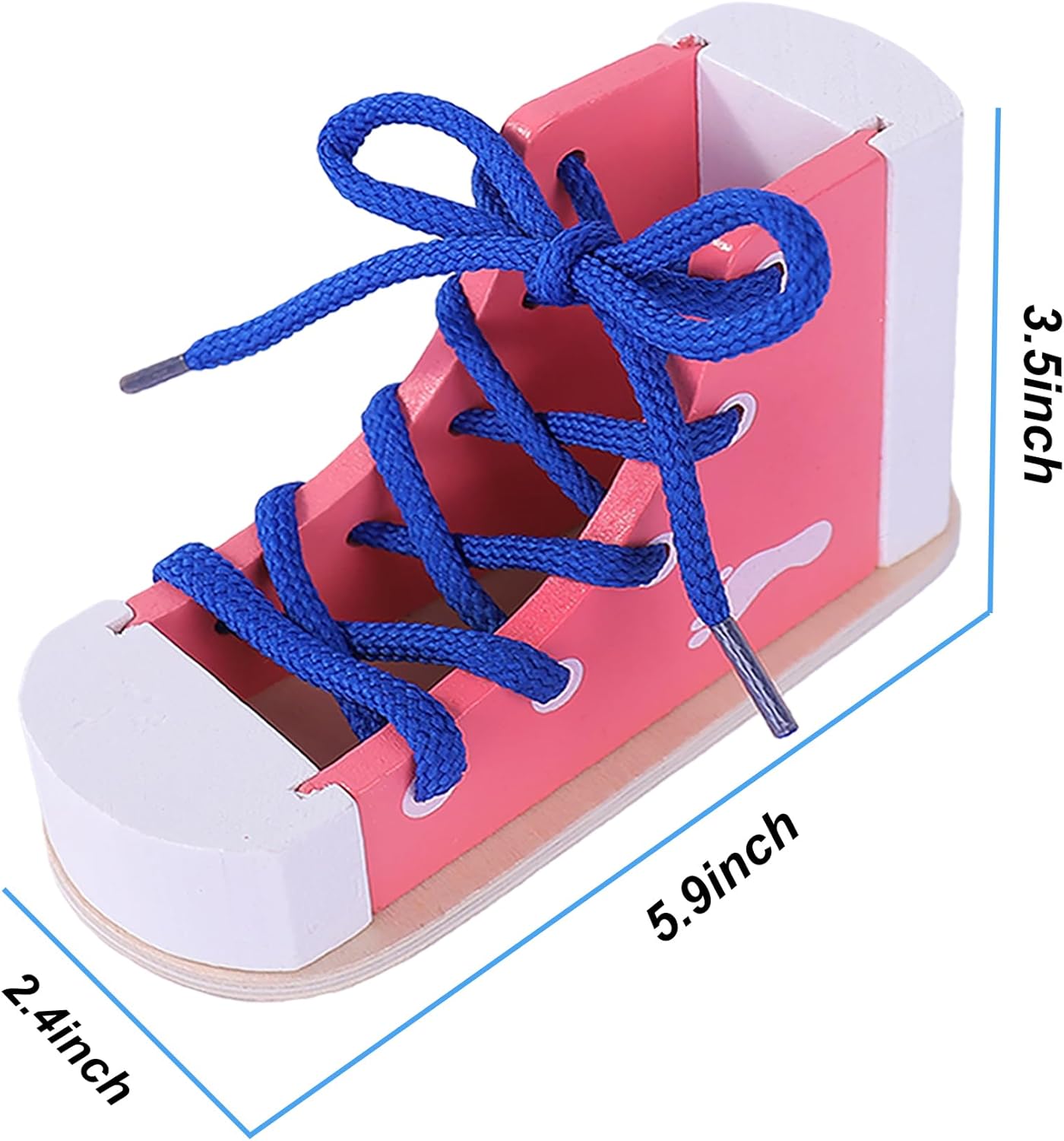 Learn to Tie Shoes,2Pcs Wooden Lacing Shoe Tying Safe & Reusable How to Tie Shoes Shoelaces Tying Practice Shoe Laces Learning Tool