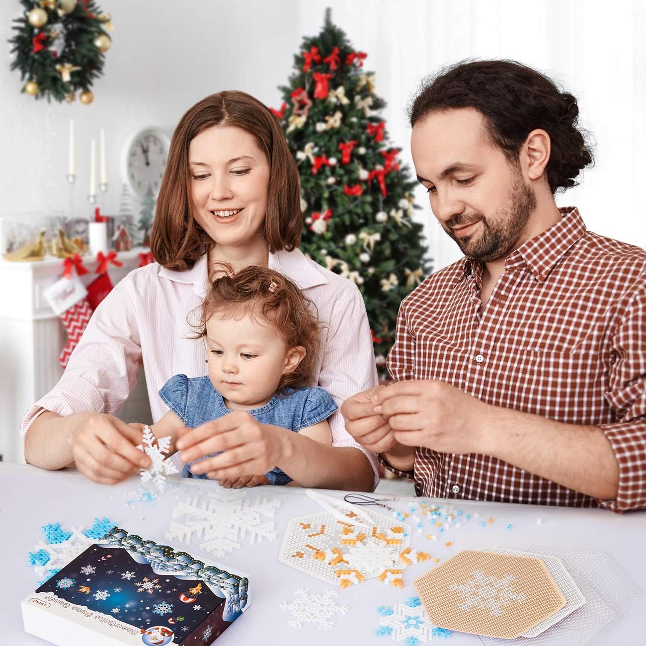 LIHAO Snowflakes Fuse Beads Kit - Made Snowflake Ornament Yourself - Great Christmas Party Favor
