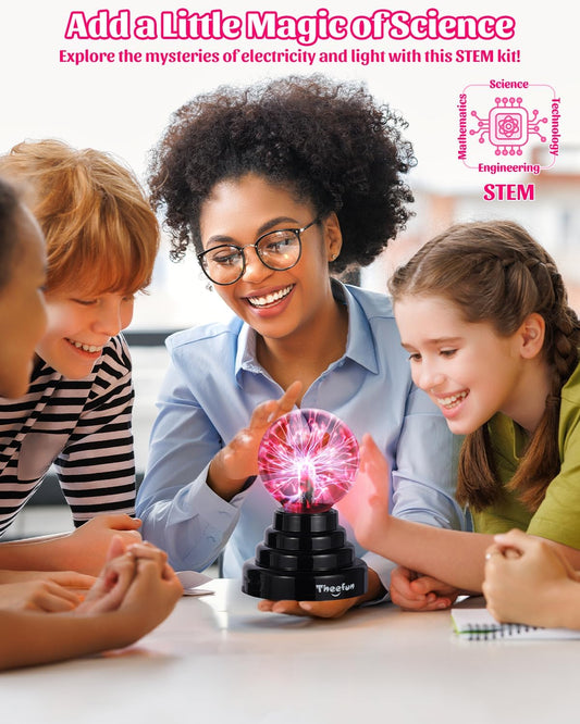 Theefun Plasma Ball, 3 Inch Plasma Lamp, Touch Sensitive Plasma Globe USB or Battery Powered Nebula Thunder Lightning, Novelty Toy for Kids, Parties, Prop, Bedroom, Home, Decoration