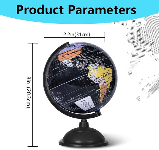 KISEER 8 Inch World Globe with Stand Rotating Earth Spinning Globe for Kids Geography Classroom Education or Decorations (Blue)