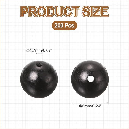 HARFINGTON 200pcs Round Wooden Beads, 10mm Dia Small Wood Beads for DIY Crafts, Bracelet, Wristlet, Necklace, Jewelry Making, Khaki Brown&Black