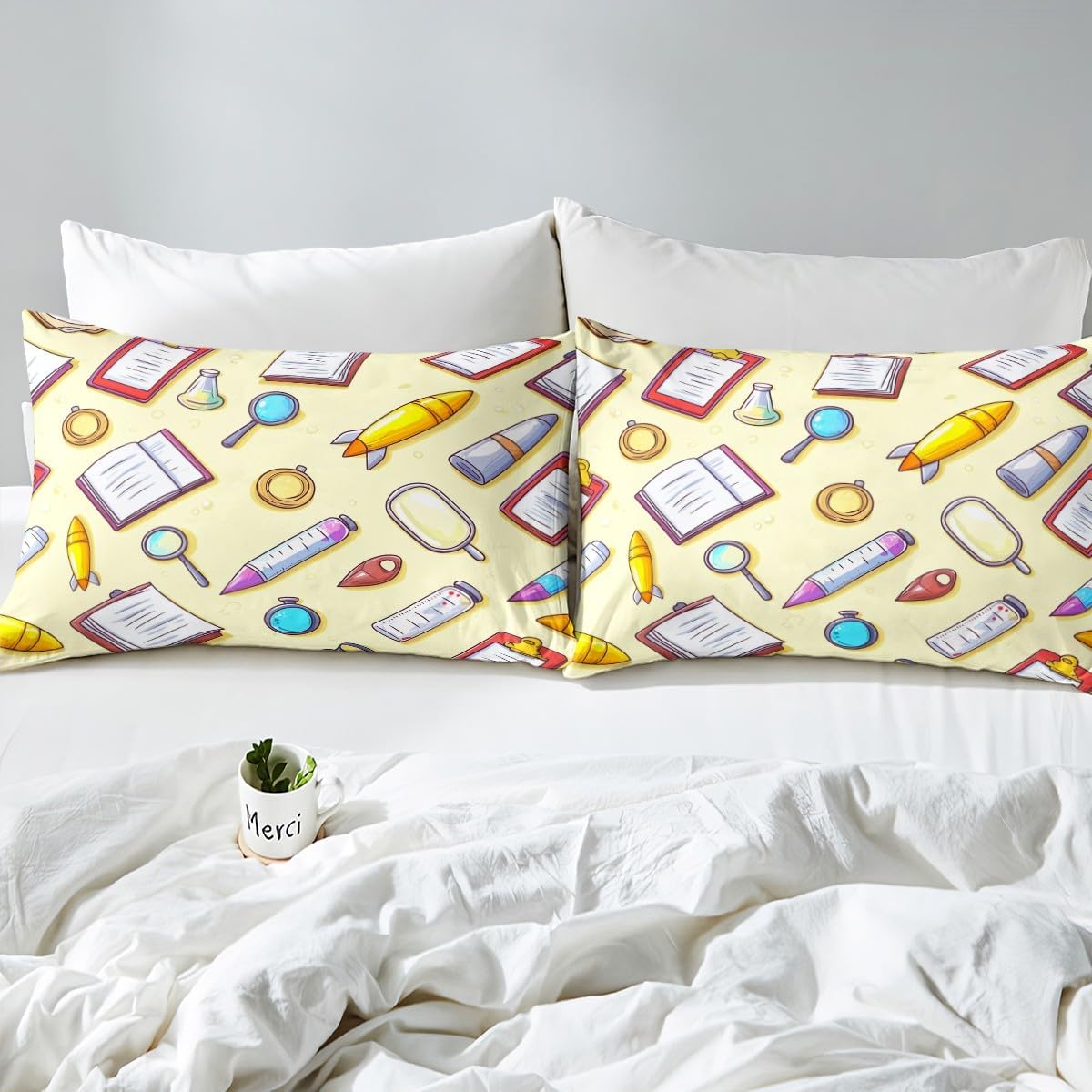 Chemistry Bed Sheets for Kids Teens Girls Boys,Chemical Experiment Fitted Sheet Twin,Science Themed Sheets for Math Lovers,Chemistry Lab Bedding Set,White and Black