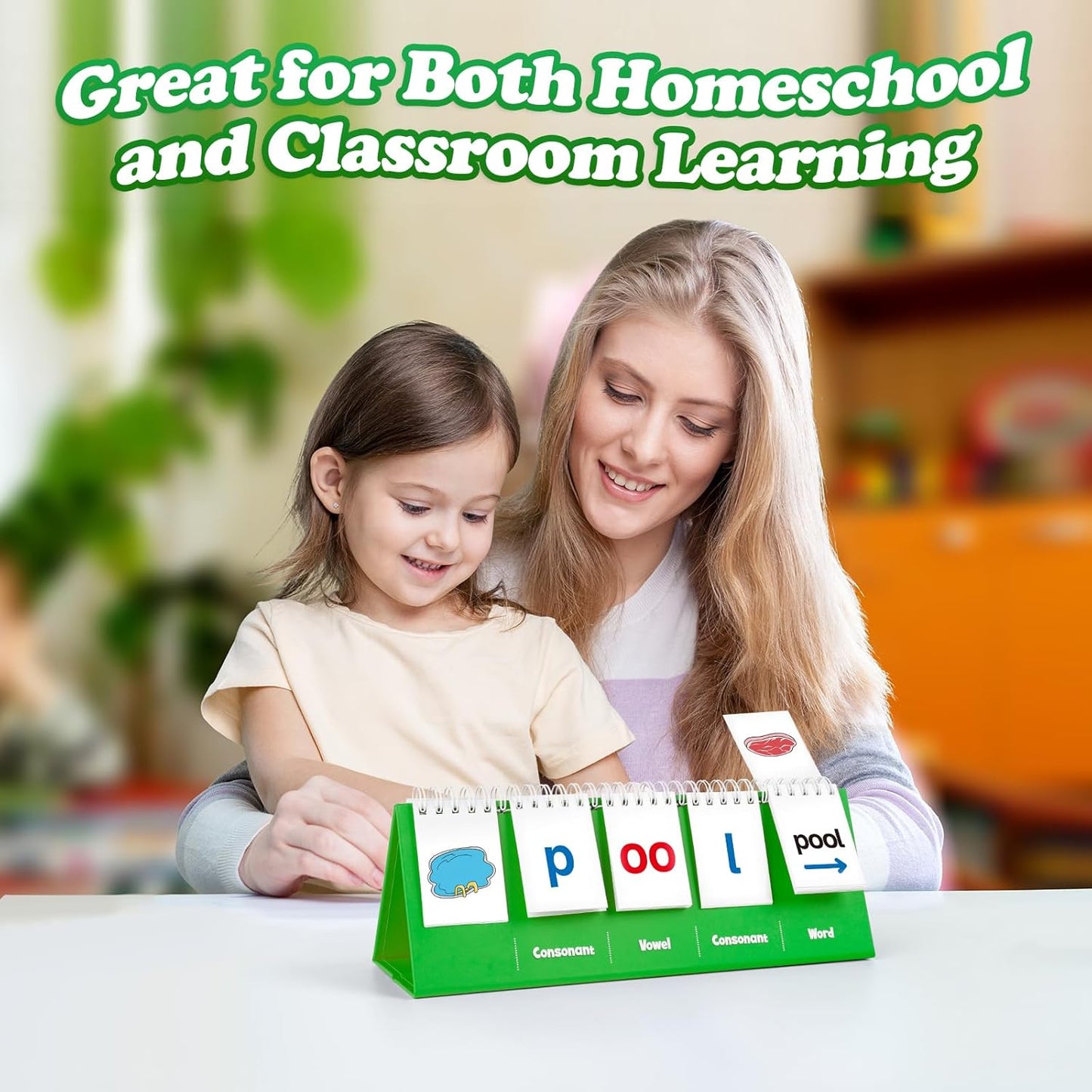 Aizweb CVC Word Games Kindergarten,Phonics Games Flash Cards for Preschool Classroom,Learn to Read,Reading Manipulative Spelling Educational Toy Learning Activities Speech Therapy School Supplies