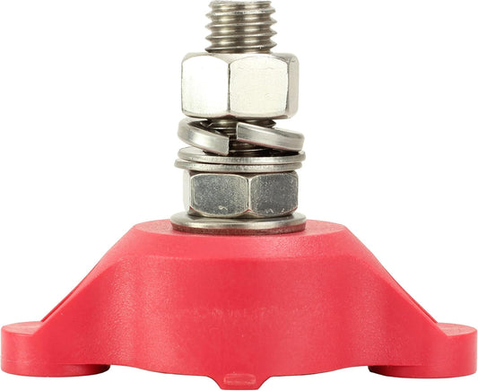 Fastronix 3/16" (#10-32) Stainless Steel Single Stud Power and Ground Junction Block Red and Black