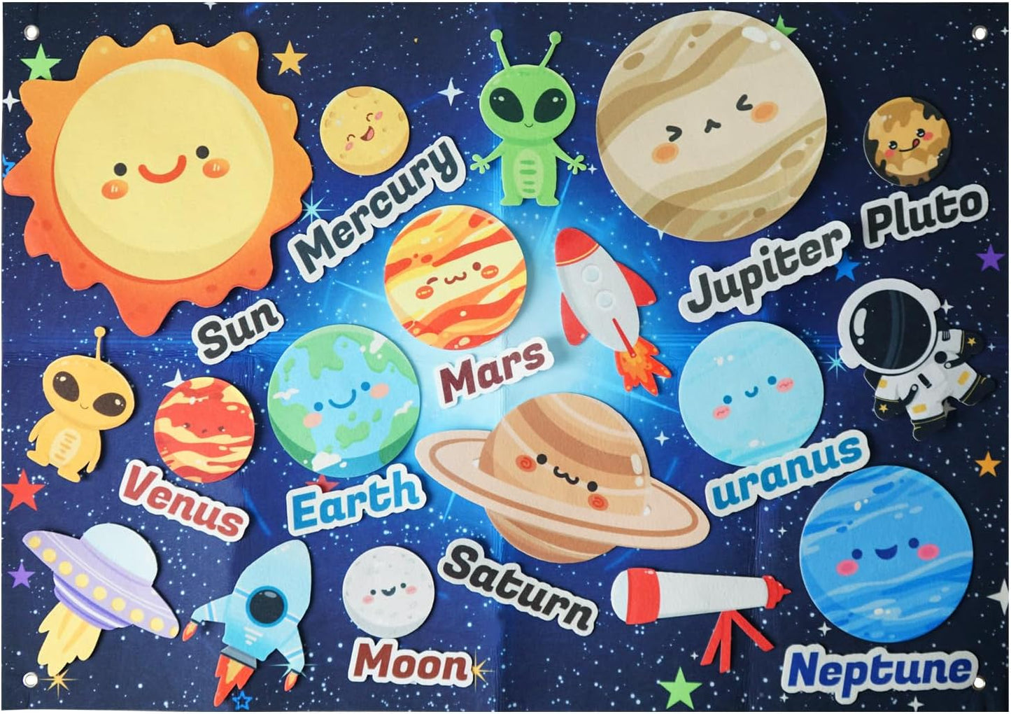 Toddler Solar System Toy, 33-Foot Children's Space Felt Board, Suitable Birthday Gift for Boys and Girls, Montessori Solar System Sensory Toy, Planetary Toy for Children Aged 3-8