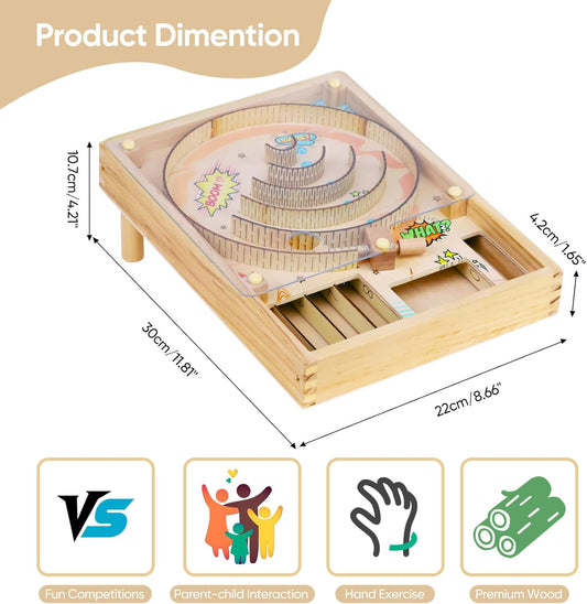 Wooden Pinball Toy,Marble Pinball Machine,Rotating Track 10 Pinball Scoring Game Set for Kids 8-12 and Adults Shooting Games for Office Stress Relief