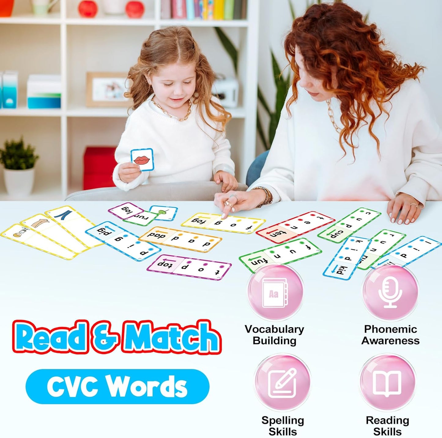Blends & Digraphs Cards,Phonics Games,Learn to Read,Speech Therapy Toys for Toddlers Kids,Sight Word Games Spelling Reading Learning,Kindergarten Preschool Learning Activities,Educational Toy