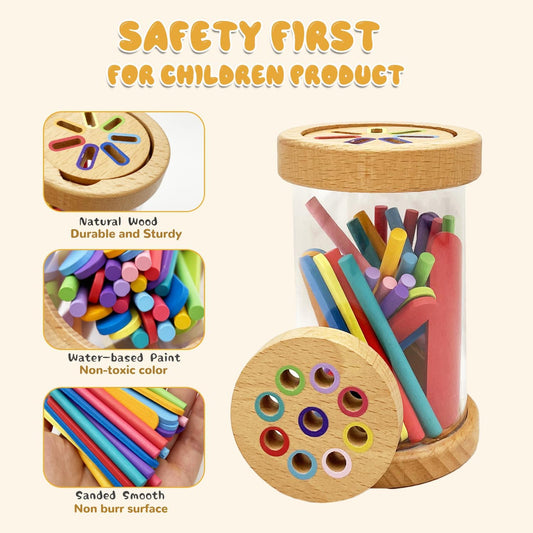 Montessori Shape & Color Sorting Montessori Toys for Toddlers 3, Soft Silicone Fine Motor Skills Sensory Preschool Learning Toys Travel Gift for Boys and Girls (Silicone Set)