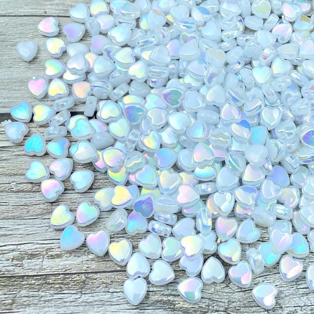 400 PCS Acrylic Heart Shape Beads AB Colors Heart Pony Spacer Beads for Jewelry Making DIY Bracelet Earring Necklace Key Chains(Deep Pink)