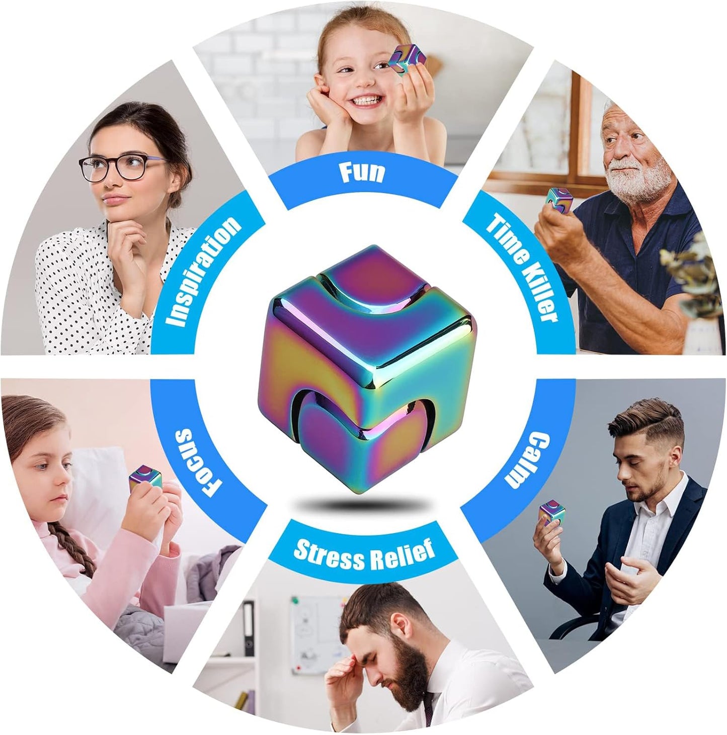 Metal Cube Spinner Fidget Toy Iron Fingertips 3D Puzzle Gyro Gear Sensory Anti Stress Relief Educational Games for Kids Adults