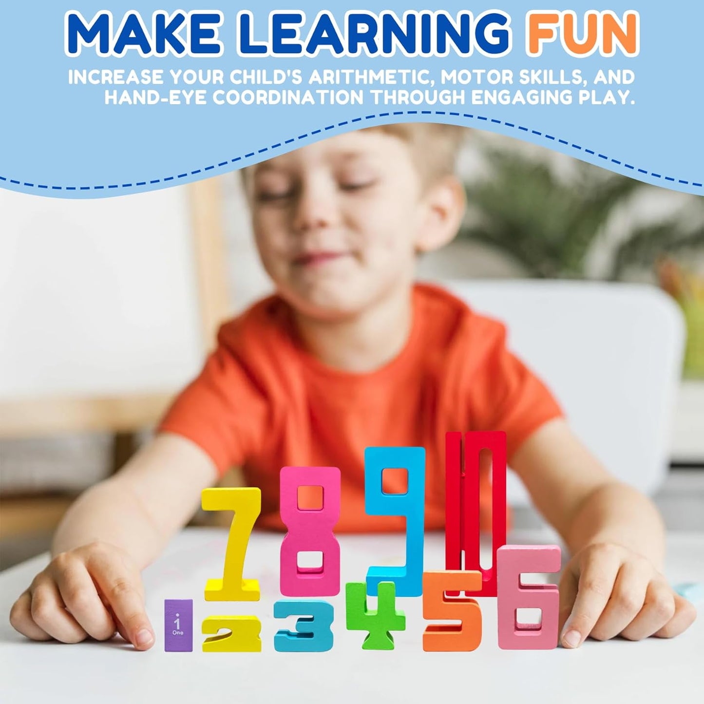 20Pcs Wooden Number Building Blocks,Montessori Number Blocks Math Learning Digital Building Blocks Digital Educational Counting Learning Toys for Parent-Child Interaction Skills Valentines Day Gifts