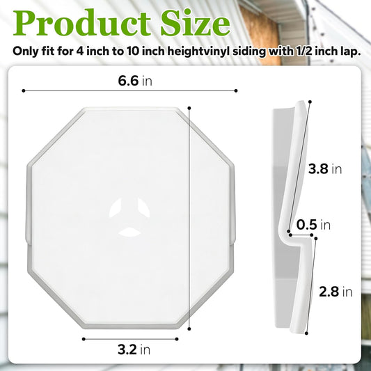 Vinyl Siding Mounting Block, Outdoor Light Siding Mount Kit, White Octagon Mounting Block for 1/2 inch Width Lap and 4 inch to 10 inch Height Sidings