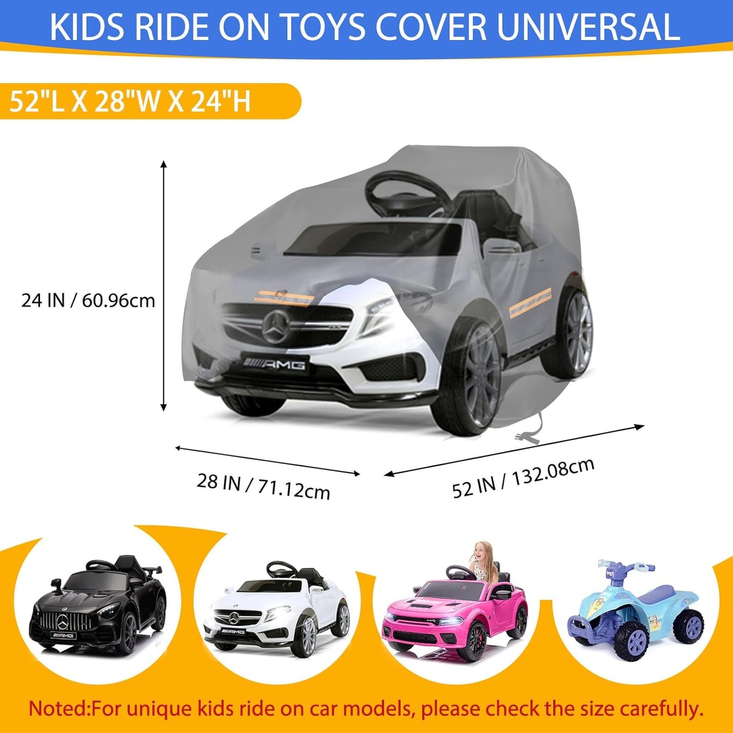 Kids Ride On Car Cover 2PCS,Large Power Wheels Cover Waterproof,Heavy Duty 420D Universal Toy Car Cover for Power Wheels Jeep & Toddler Electric Vehicles,All Season Protection,with 3 Reflective Strips