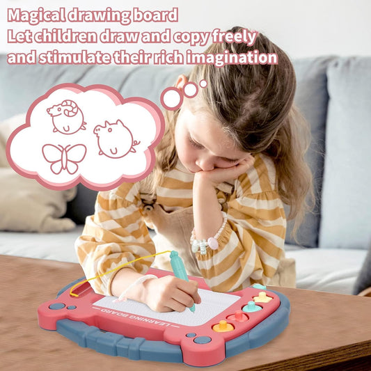 HCFJEH Magnetic Drawing Board, Sketch Doodle Board Pad Toy, Educational Learning Toys for Toddlers 3, Learning Toys for Baby Kids Boys Girls 3 Year Old Birthday Gift (Red)
