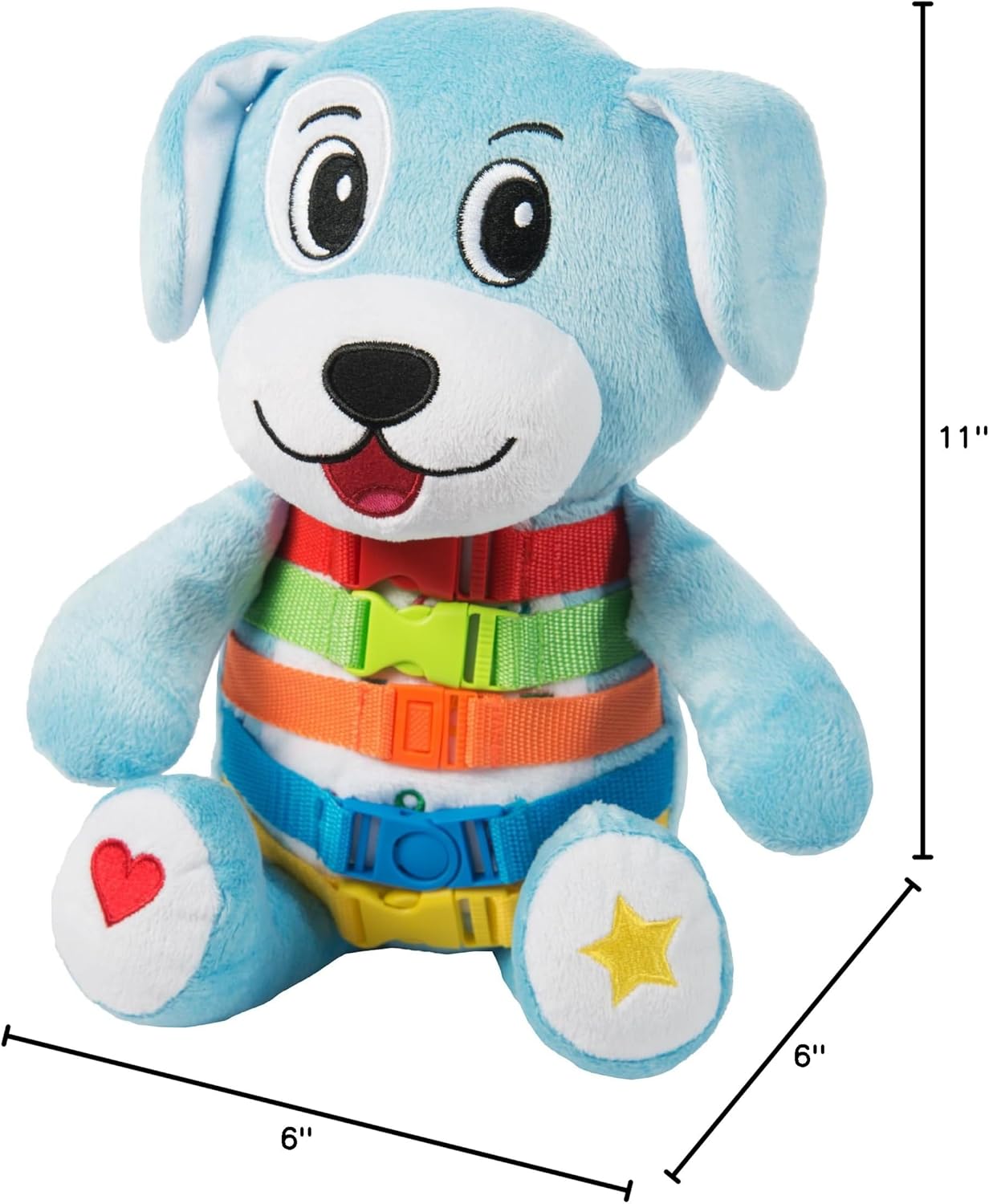Buckle Toys Barkley Dog - Plush Animal Learning Toy - Develop Fine Motor Skills - Counting and Color Recognition Stuffed Animal - Perfect Travel Toddlers Essentials
