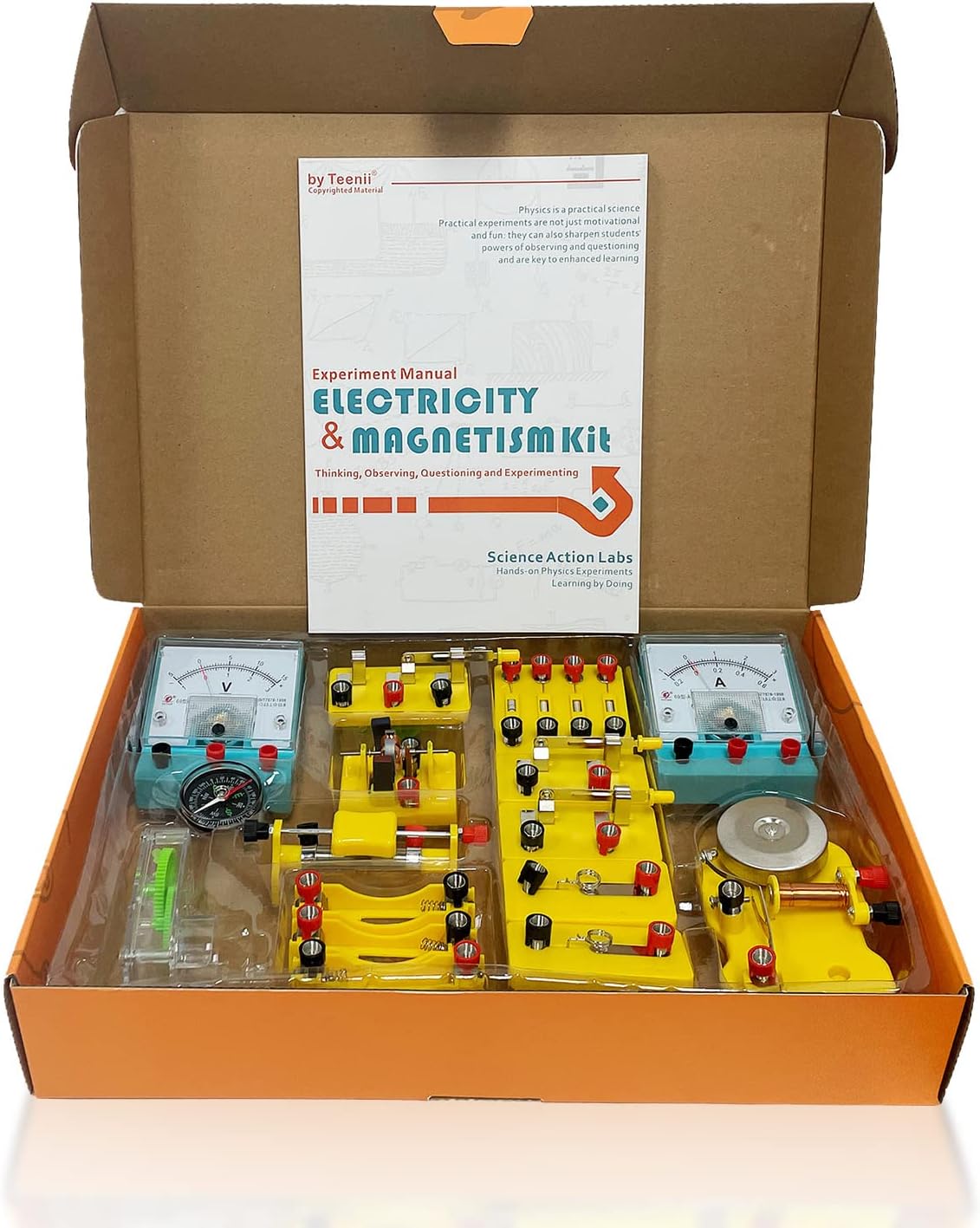 Teenii Electricity and Magnetism Kit for Kids, STEM Science Experiments with Electric Circuits, Educational Physics Toy, Science Discovery Game for Boys and Girls 8+, 50 Pieces