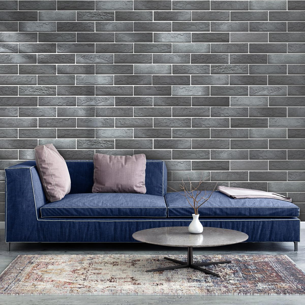 100 Whitewash Grey Faux Brick Wall Tiles, 3D Thin Brick Veneers for Bedroom, Bathroom, Kitchen, Fireplace and Fence Wall Panels (14.2 sq ft)