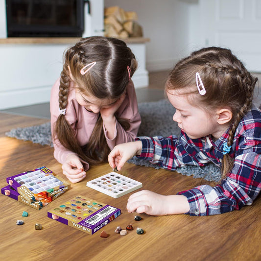 Gamerside Rocks for Kids - 48 Real Rocks, Gemstones & Crystals Collection – Educational Science Kit, Great Rock Collections STEM Gift for Boys & Girls Ages 6-12