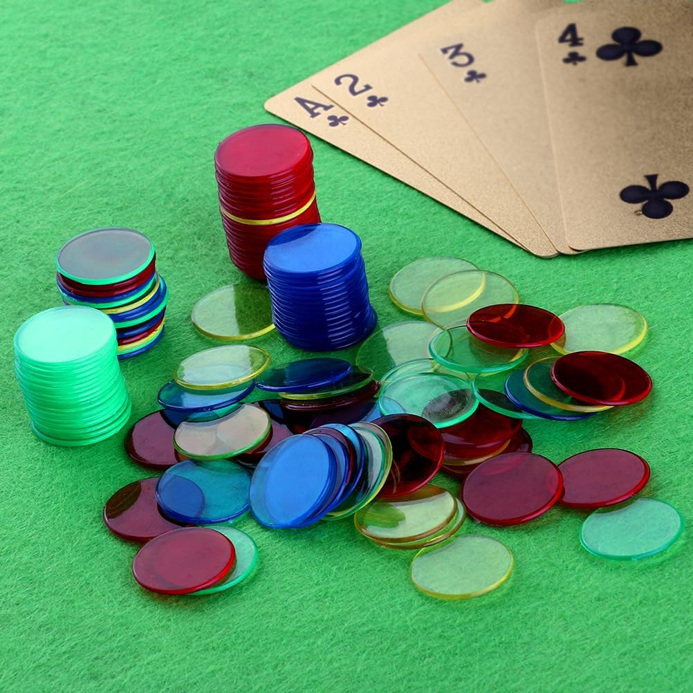 Bingo Chips, 6 Colors 300 Pcs Small Plastic Learning Counters Disks Bingo Chip Counting Discs Markers for Math Practice and Poker Chips Game Tokens