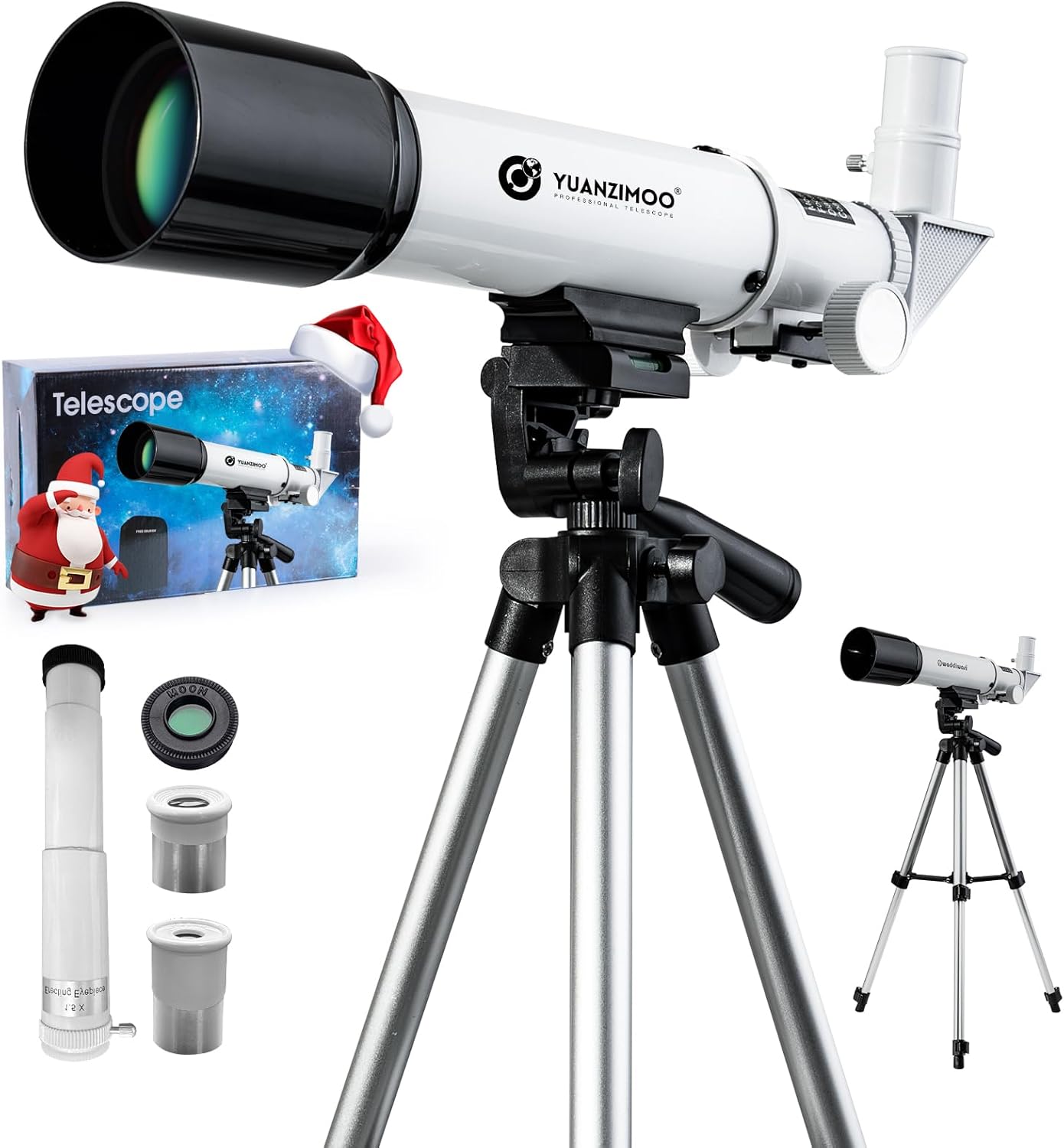 Telescope for Kids 50mm Aperture 360mm AZ Astronomical Portable Telescope for Adults Beginners with Upgraded Tripod White