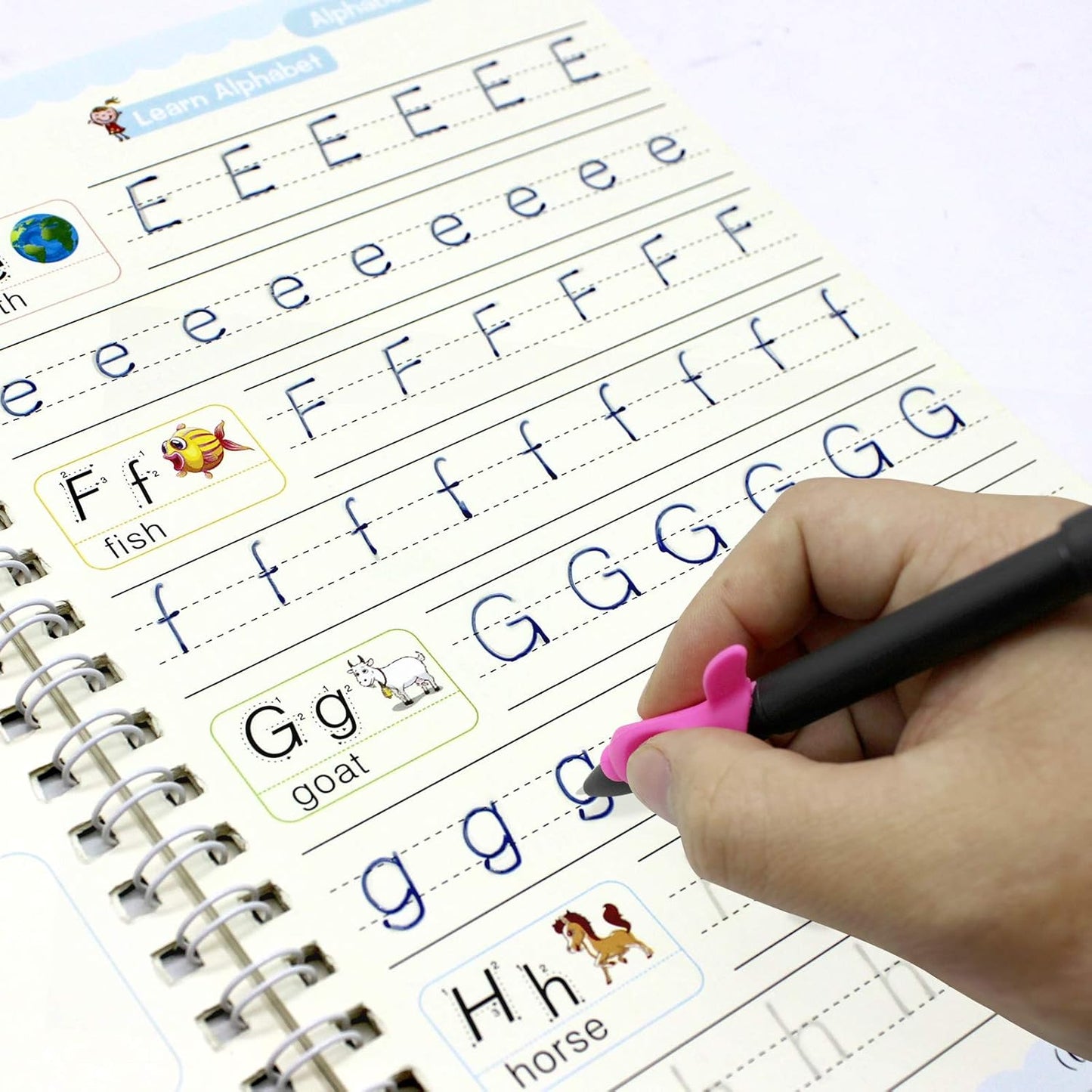 4PCS Grooved Handwriting Practice for Kids Age 3-5 Preschool Children, Reusable Magic Practice Copybooks for Student Tracing Letter Writing Books