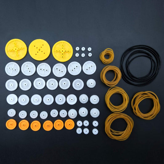 EUDAX 2mm Hole Plastic Belt Pulley Gears Combination Modulus Package Rubber Belts Band Plastic Model Accessories for DIY Robots Cars RC Toy Car Airplane
