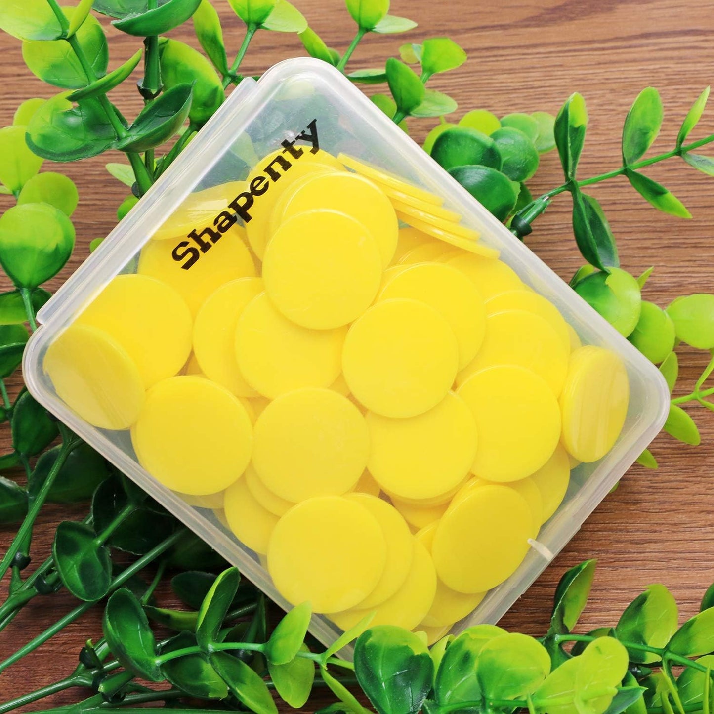 Shapenty 25mm/1 Inch Small Plastic Learning Counters Disks Chip Counting Discs Markers for Math Practice and Poker Chips Game Tokens with Storage Box,120PCS (Yellow)