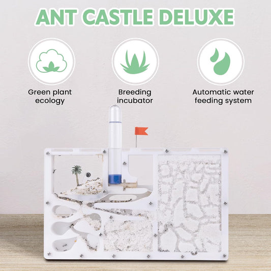 Ant Farming Castle,Habitat Science Learning Kit,Farms for Live Ants,Study of Ecosystem,Behavior of Ant Colony, Explore The World at Home School (Live Ants NOT Included) (White)