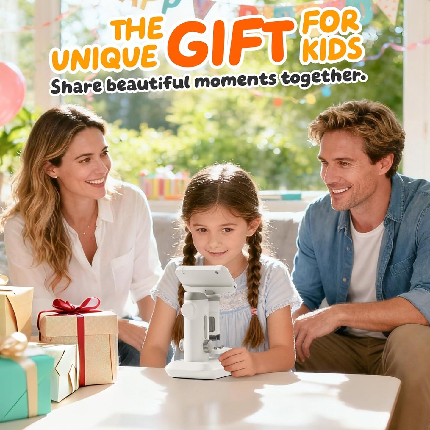 1600X Microscope for Kids, 4K 4.0" Digital Screen Kids Microscopes with Slides Kit, Educational Science Toys for Christmas Birthday Gifts for 3-14 Year Old Children Students