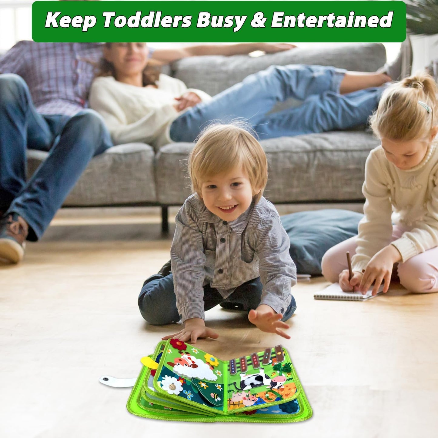 Cobelae Busy Book for Toddlers 1-3, Montessori Toys for 1 Year Old, Felt Farm Quiet Activity Book, Educational Busy Board, Toddler Travel Toy for Boys & Girls, Birthday Gift