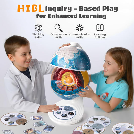 8” Interactive Talking Globe for Kids Ages 4-12, Science Can Earth Globe with LED Core, Bilingual English/French Educational STEM Toy Birthday Gift