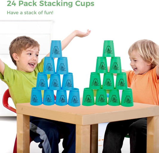 yeesport Sport Stacking Cups, 24pcs Sports Stacking Cups Sport Training Game for Challenge Competition Travel Party Gift for Kids and Adults (Purple & Red)