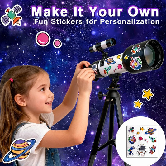 Telescope for Kids 60mm 90x Magnification with Sturdy Tripod, 2 Eyepieces & Finder Scope, 360mm Tube, STEM Astronomy Educational Gift for Boys & Girls 6-12