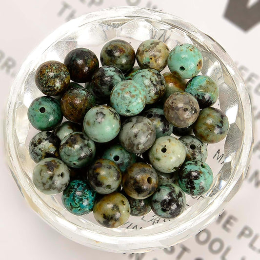 NCB 100pcs Original Natural Stone Beads Gemstone Round Loose Beads 6mm 8mm 10mm (Blue Aventurine, 6mm 100Beads) - Colors A