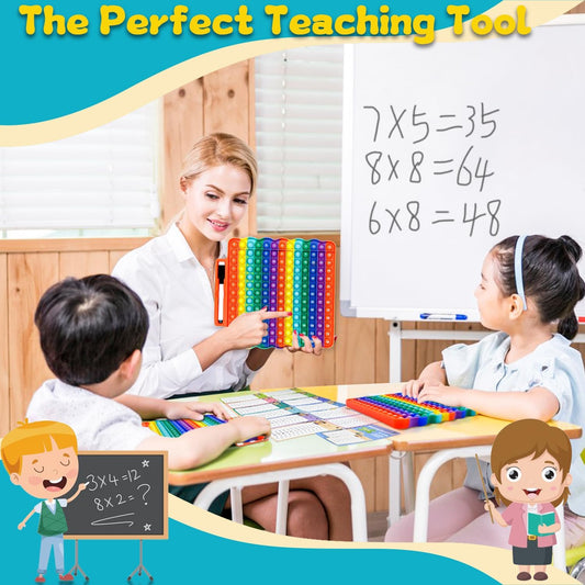 Addition Flash Cards+Multiplication Flash Cards + Fingertip Bubbles Toy, Interesting Math Combination, Math Games for Children Aged 3 +