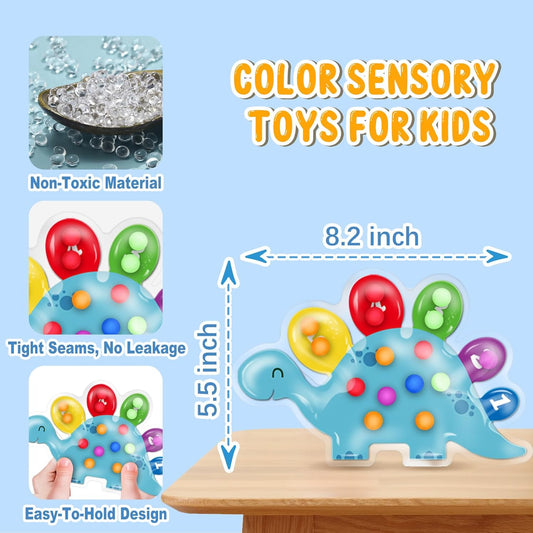 Color Sorting Sensory Toys, Toddler Travel Fine Motor Toys, Preschool Learning Activities Calm Down Sensory Toy for Kids with Autism, Color Matching Montessori Fidget Toys for Kids Ages 3+, Dinosaur