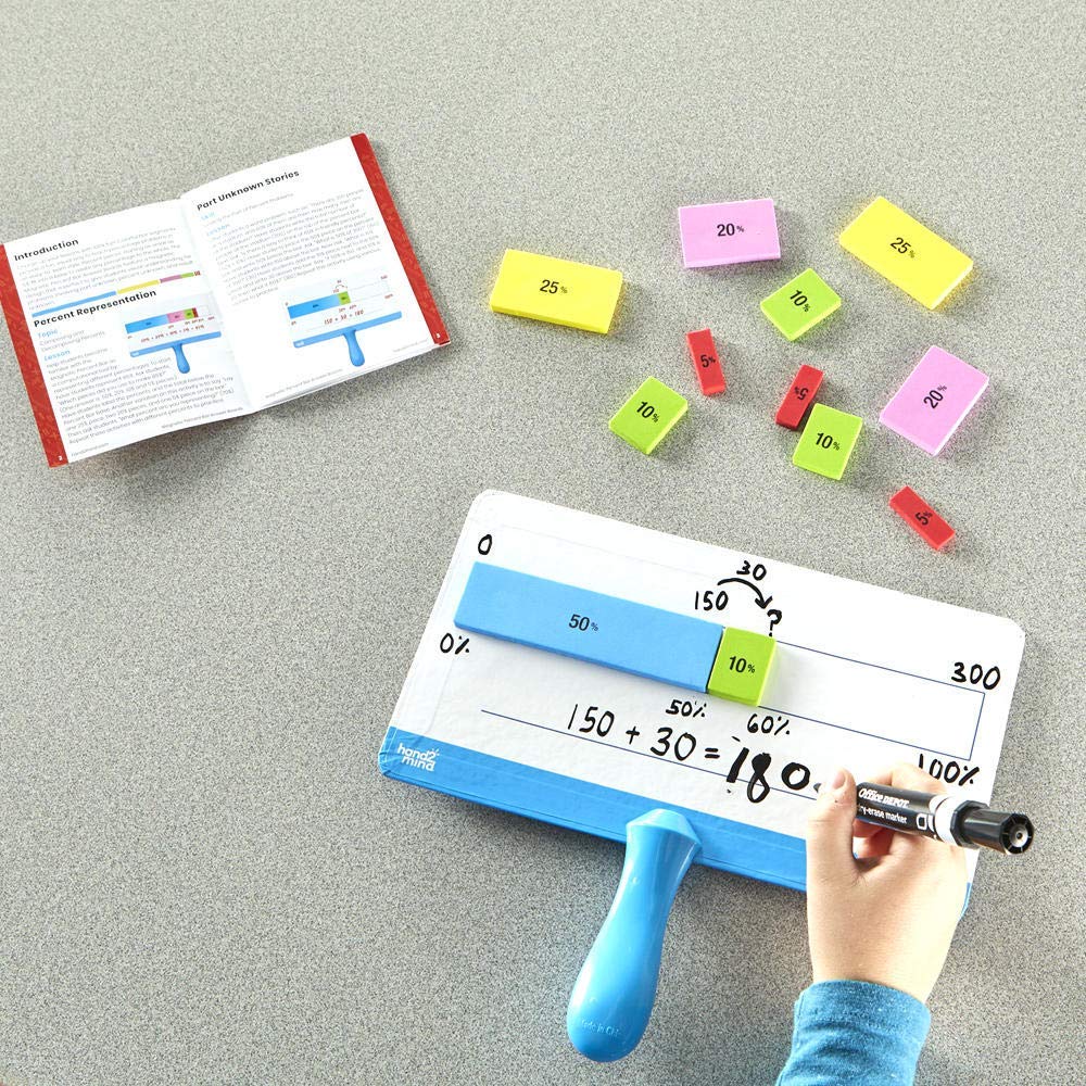 hand2mind Magnetic Demonstration Percent Bar, Fraction Bars, Magnetic Fraction Strips for Teacher Large, Math Teaching Tools, Math Manipulatives for 4th Grade, Teacher Supplies for Math Classroom