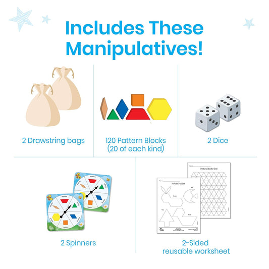 hand2mind Foam Pattern Blocks, Foam Shapes, Geometric Shapes for Kids, Pattern Play, Toddler Pattern Blocks, Shapes for Kindergarten, 3D Shapes Manipulatives, Sorting Math (Set of 100)