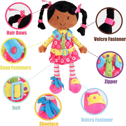 Snuggle Stuffs Sugar Snap Plush Learn to Dress Doll for Toddlers - 15" - Gifts for 2 Year Old Girls