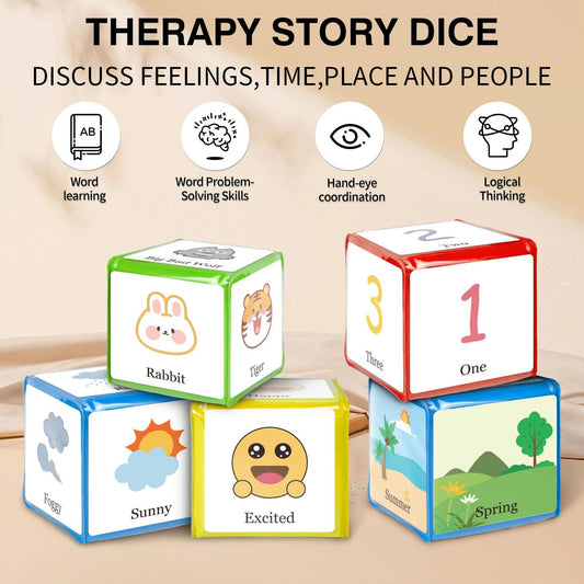 Pocket Story Dice for Kids Playing Game Cubes for Classroom Teaching, Education Soft Foam Dice Teacher Teaching Story Cubes Toys for School Learning Activities(Set of 1)