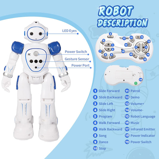 Robots Toy for Kids with Wireless Remote Control and Gesture Sensing, Programmable Walking Singing and Dancing Robots, Easter Gifts Birthday Gifts for Kids Aged 3 4 5 6 7 8 9 Year Old
