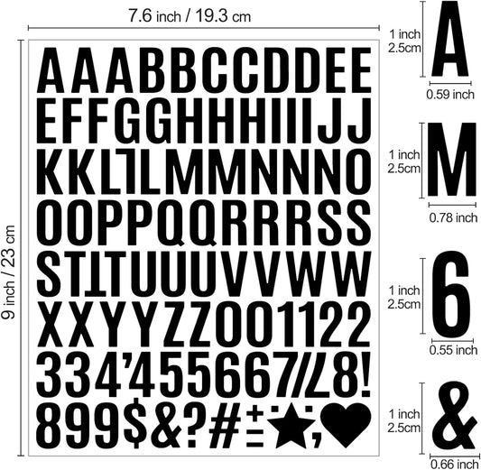 480 Pcs Waterproof 3" Vinyl Alphabet & Number Stickers - Self-Adhesive for Mailboxes, Windows, Doors, Signs, Vehicles & More, Black