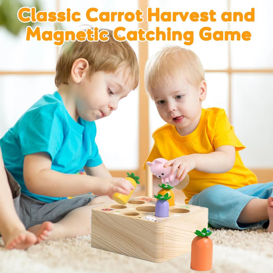 Ancaixin Montessori Toys for Babies 6-12 Months, Wooden Toys for 1 Year Old Boys and Girls, Educational Carrot Harvest Toy for Toddlers, Shape Sorting Matching Puzzle, Developmental Birthday Gifts