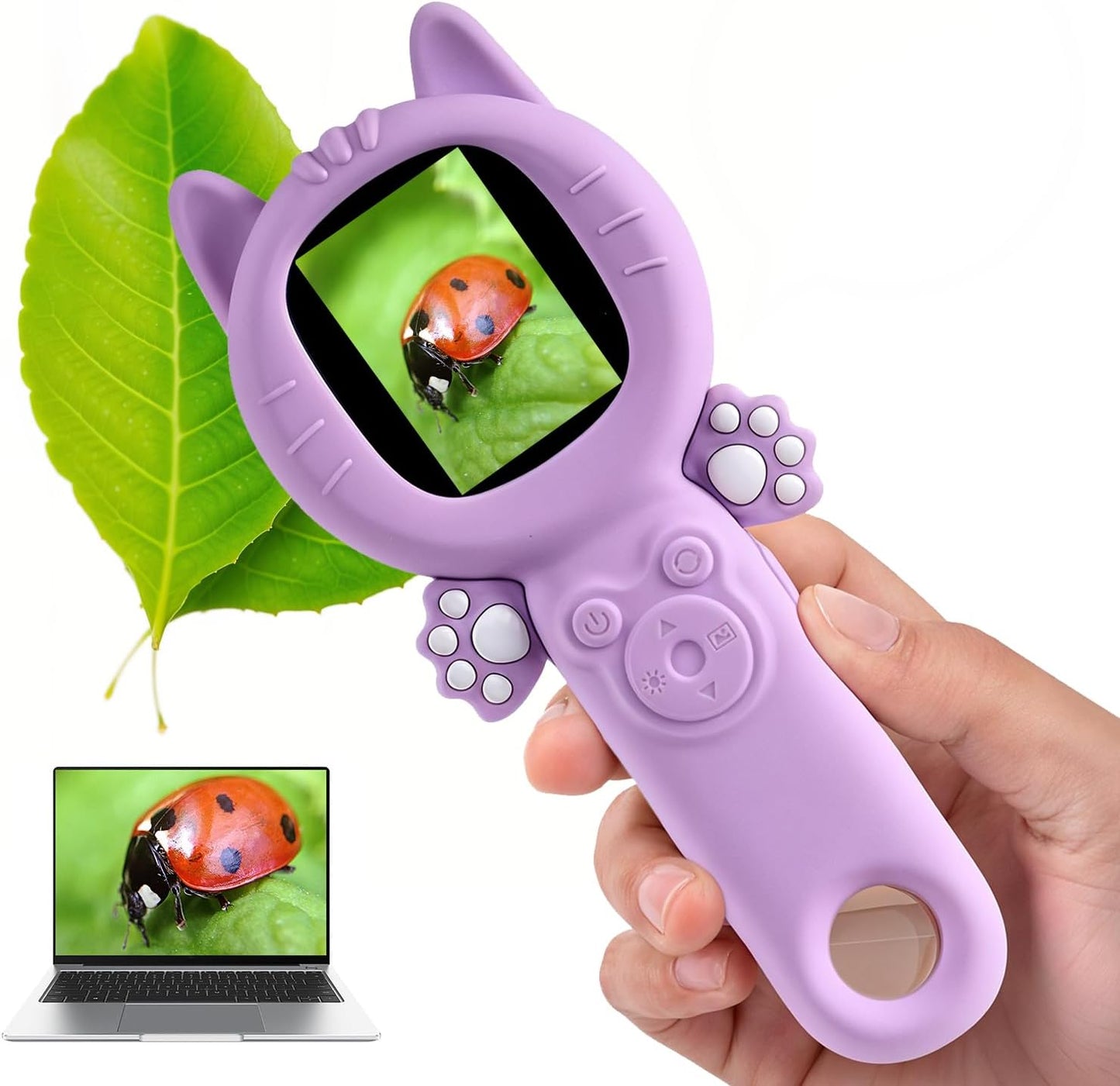 Kids Microscope – 500X Digital Pocket Handheld Microscope with Dual Cameras & Autofocus, STEM Educational Toy & Perfect Christmas Birthday Gift for Boys & Girls Ages 3 4 5 6 7 8 9 10(Pink)