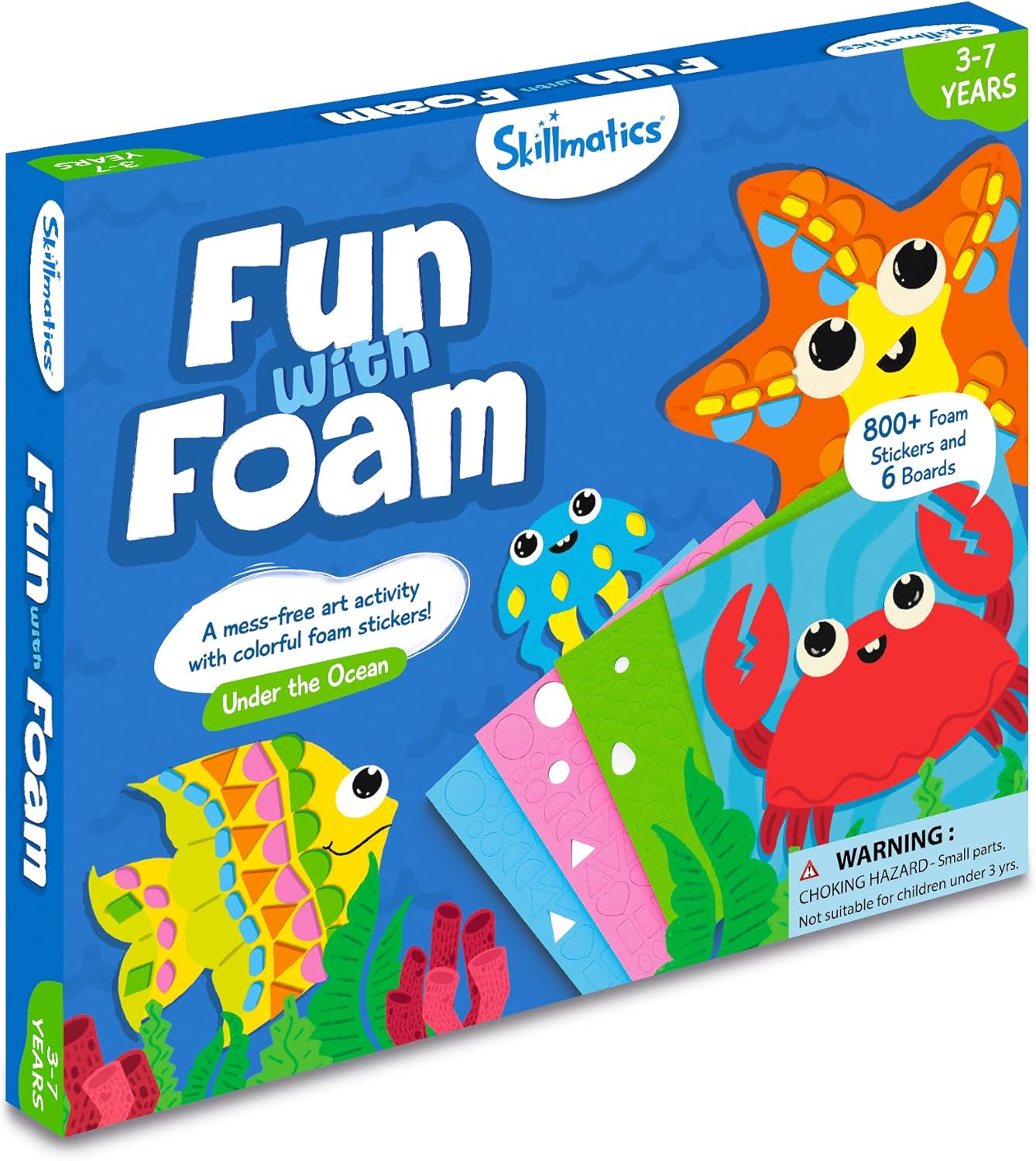 Skillmatics Foam Sticker Art Activity - Animals, Mess-Free Fun for Kids, 800+ 3D Foam Stickers, DIY Felt Craft Kits, Gifts for Boys & Girls Ages 3, 4, 5, 6, 7